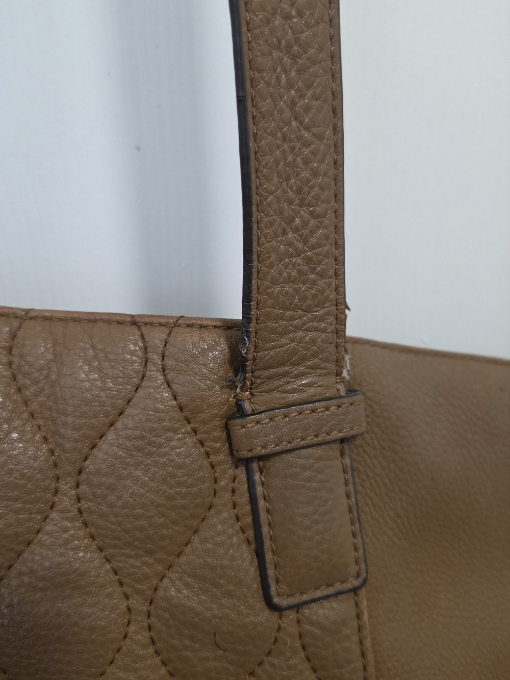 Vera Bradley Quilted Brown Leather Laptop Tote Bag - Picture 7 of 10